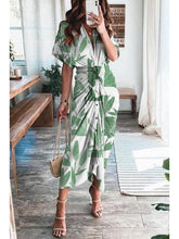 Print Satin Pleated Classy Bandage Shirt Dress